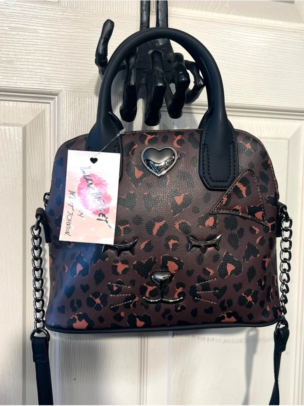 🐆 LUV Betsey by Betsey Johnson Lini Leopard Cat Face Crossbody Satchel🐆NWT